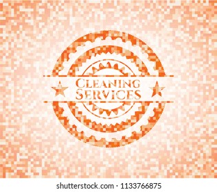 Cleaning Services abstract orange mosaic emblem