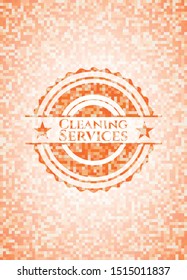 Cleaning Services abstract orange mosaic emblem