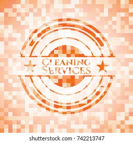 Cleaning Services abstract orange mosaic emblem