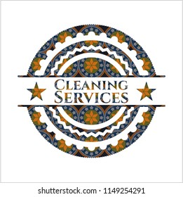 Cleaning Services arabesque badge. arabic decoration.
