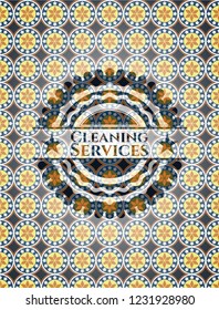 Cleaning Services arabesque badge. arabic decoration.