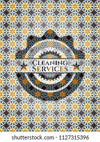 Cleaning Services arabesque style emblem. arabic decoration.