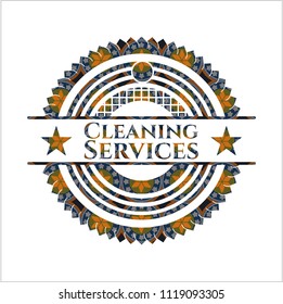 Cleaning Services arabic emblem. Arabesque decoration.