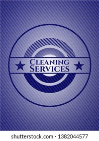 Cleaning Services badge with denim texture