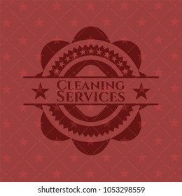Cleaning Services badge with red background