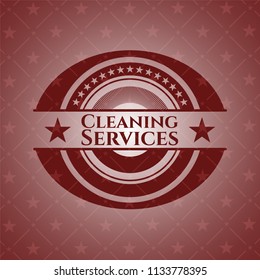 Cleaning Services badge with red background
