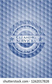 Cleaning Services blue hexagon badge.