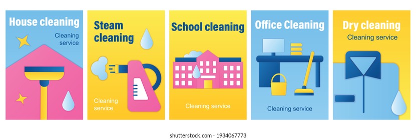 Cleaning services brochure. Consists of house cleaning,steaming,school and office clean templates. Flyers, magazines, posters.Householding infographic concepts.Layouts illustrations pages with icons 