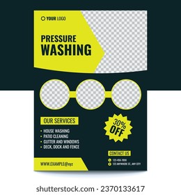 Cleaning services brochure and pressure washing flyer design template, corporate flyer design