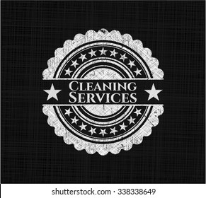 Cleaning Services chalk emblem written on a blackboard