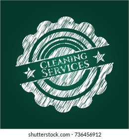 Cleaning Services chalkboard emblem written on a blackboard