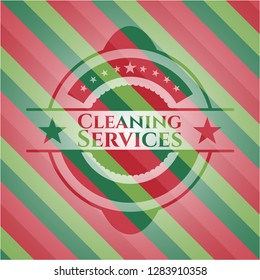 Cleaning Services christmas colors style emblem.