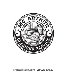 Cleaning Services company handdrawn logo design vector.
