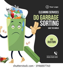Cleaning services do garbage sorting save the world banner design. Vector graphic illustration.