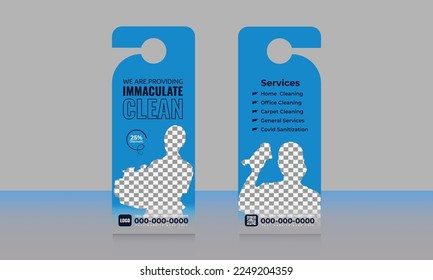Cleaning services door hanger template or  junk, dust removal laundry services door hanger rack card Dl flyer  vector layout