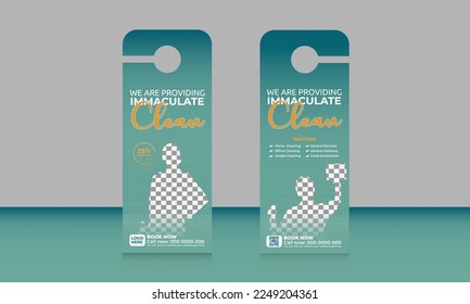 Cleaning services door hanger template or  junk, dust removal laundry services door hanger rack card Dl flyer  vector layout