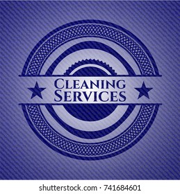 Cleaning Services emblem with denim high quality background
