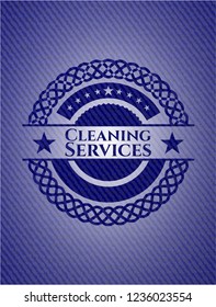 Cleaning Services emblem with jean background