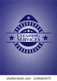 Cleaning Services emblem with jean texture