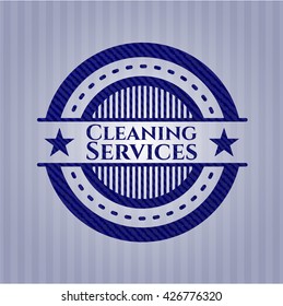 Cleaning Services emblem with jean texture