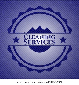Cleaning Services emblem with jean texture