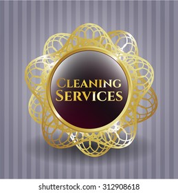 Cleaning Services gold shiny badge