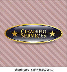Cleaning Services golden emblem or badge