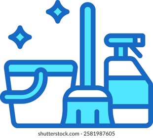 Cleaning Services Icon Blue Color Vector Illustration