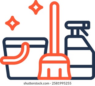Cleaning Services Icon Color Line Vector Illustration
