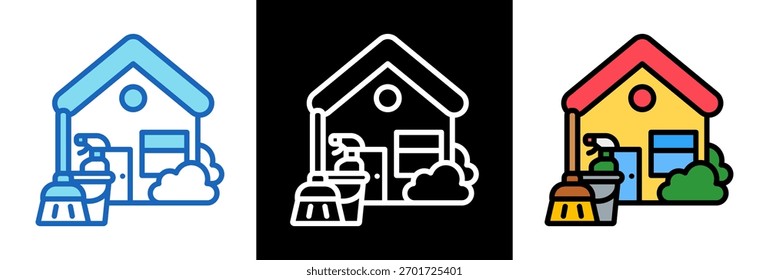 Servicios de limpieza Icon triplestyle Ilustración vectorial