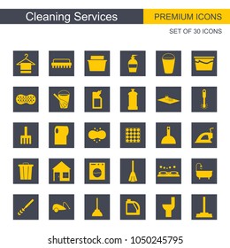 Cleaning services icons set