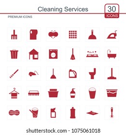 Cleaning services icons set vector 