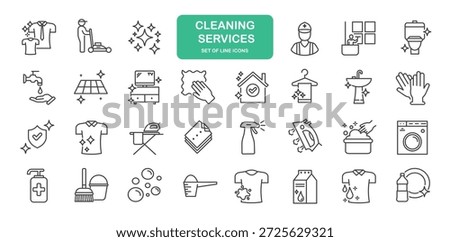 Cleaning Services Icons. Thin Line Symbol Elements Collection.