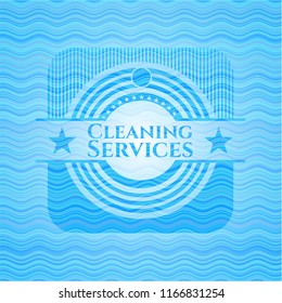 Cleaning Services light blue water wave style badge.