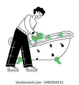 Línea de Servicios de Limpieza Mini Ilustraciones 
