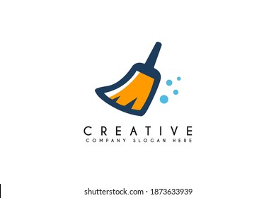 Cleaning services logo design vector illustration.broom clean business and services logos template element design