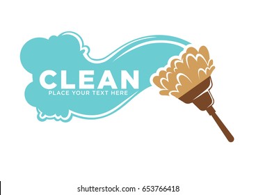 Cleaning services logotype with water and brush illustrations
