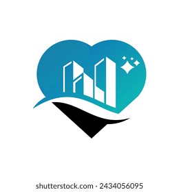 cleaning services with love on building logo design vector template
