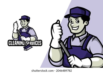 Cleaning Services - Mascot Logo Template