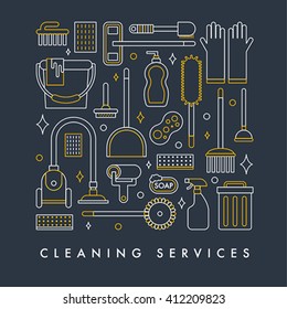 cleaning services object vector design
