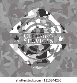 Cleaning Services on grey camouflage texture
