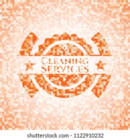 Cleaning Services orange mosaic emblem with background
