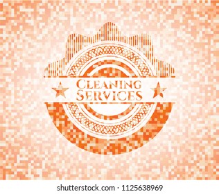 Cleaning Services orange mosaic emblem