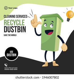 Cleaning services recycle dustbin banner design. Vector graphic illustration.