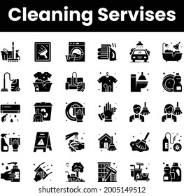 Cleaning services vector icon set