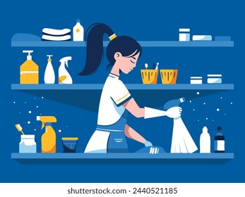 Cleaning services vector illustration. Professional Cleaning and Housekeeping Services - Hygiene, Maid, Sanitation, and More