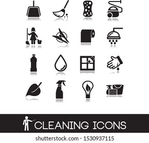 Cleaning services and wash icons.