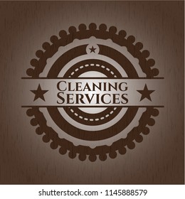 Cleaning Services wood emblem. Retro