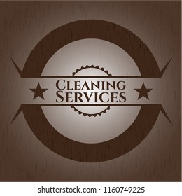 Cleaning Services wood icon or emblem