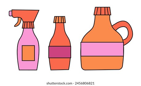 Elementos del juego de limpieza. Colección de productos de limpieza. Vector Ilustración plana.